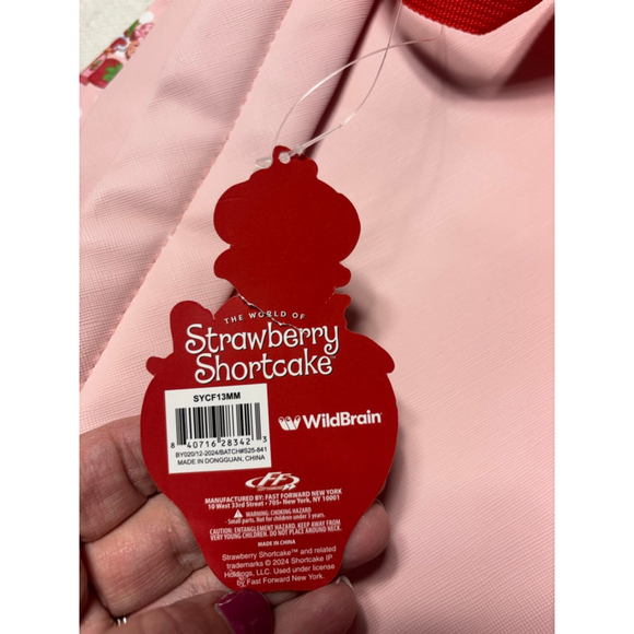 NWT Strawberry Shortcake Pink & Red Full Size Backpack with 3D Strawberry Pocket - Picture 8 of 9